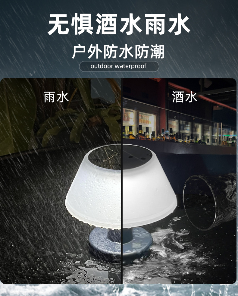 欧美室外酒吧太阳能充电台灯 户外庭院太阳能小夜灯 酒吧桌面灯详情6