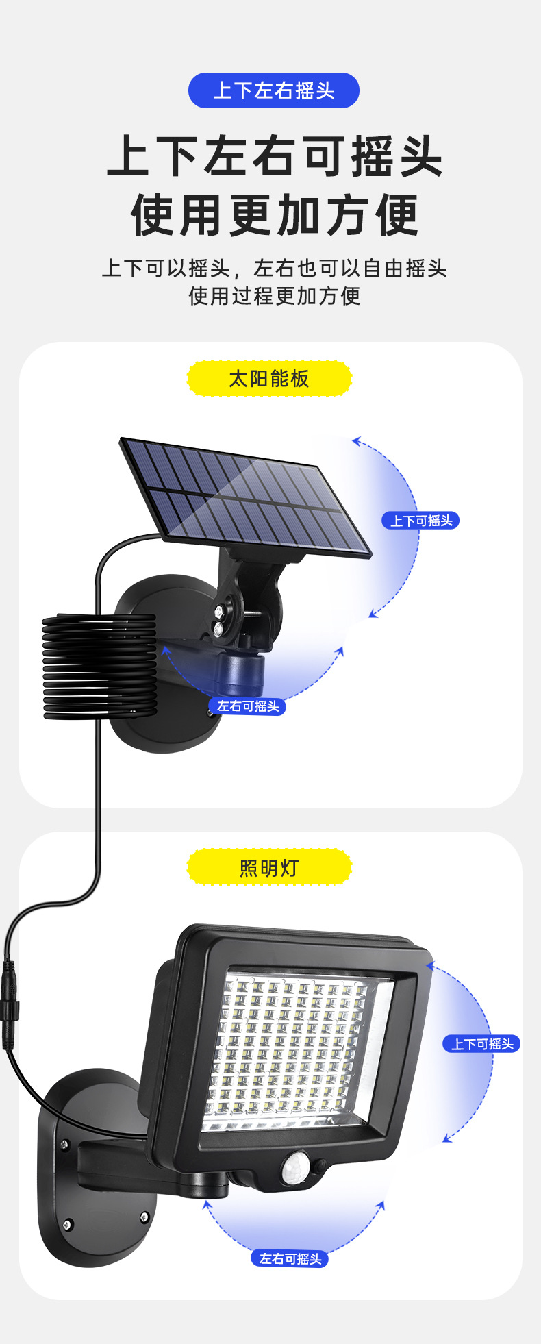 分体式太阳能壁灯智能人体感应壁灯远程遥控自动充电太能能灯太阳能板庭院灯暖光详情6