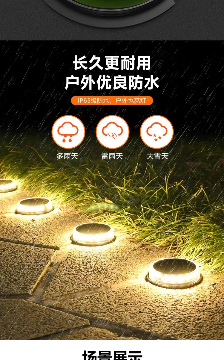 太阳能防水地埋灯17LED圆形草坪灯庭院花园装饰灯景观灯实用路灯详情5