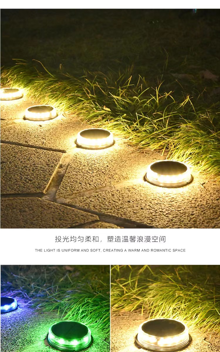 太阳能防水地埋灯17LED圆形草坪灯庭院花园装饰灯景观灯实用路灯详情9