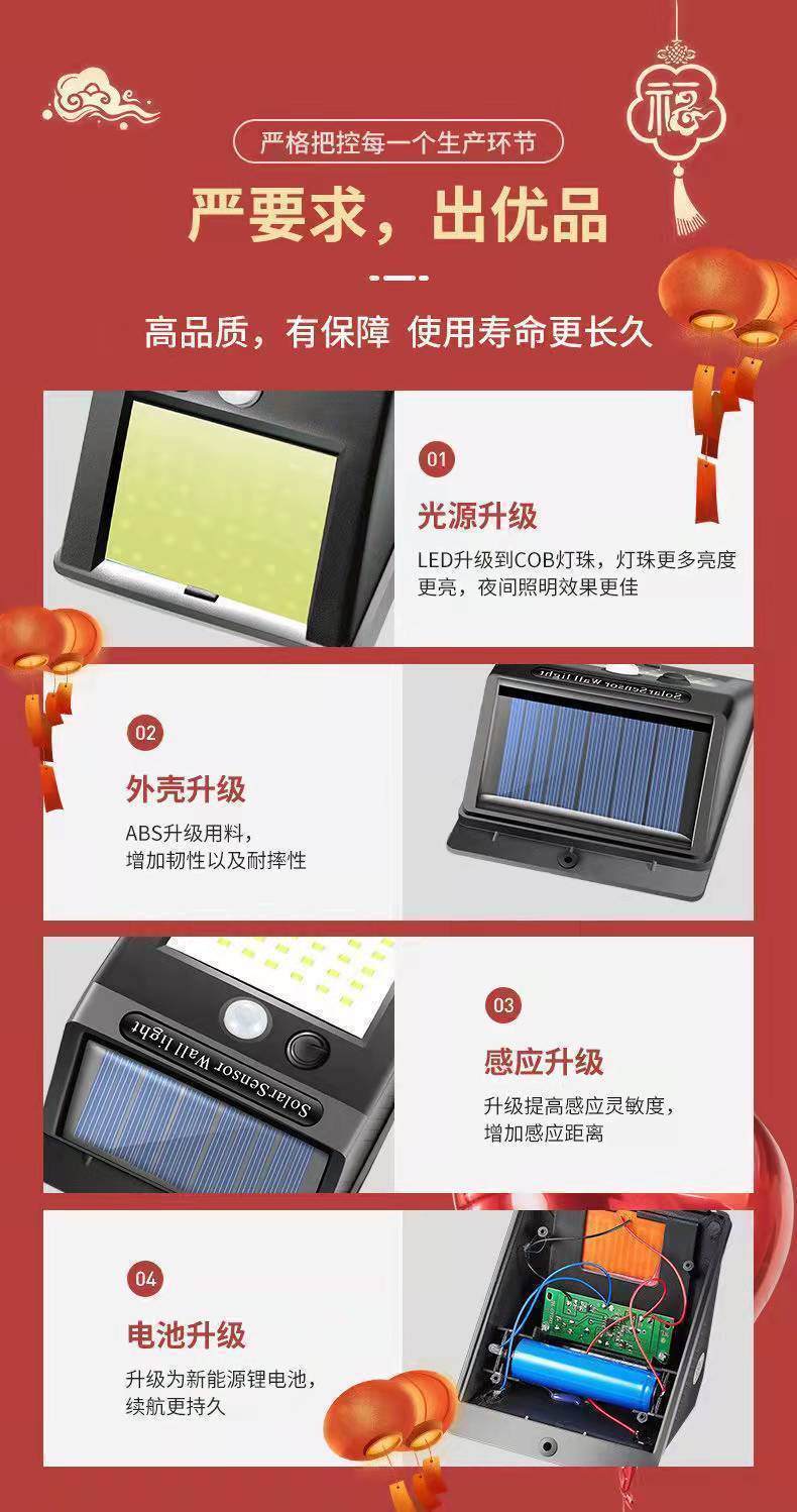分体式LED太阳能灯防水家用室内电灯人体感应壁灯庭院照明路灯详情3