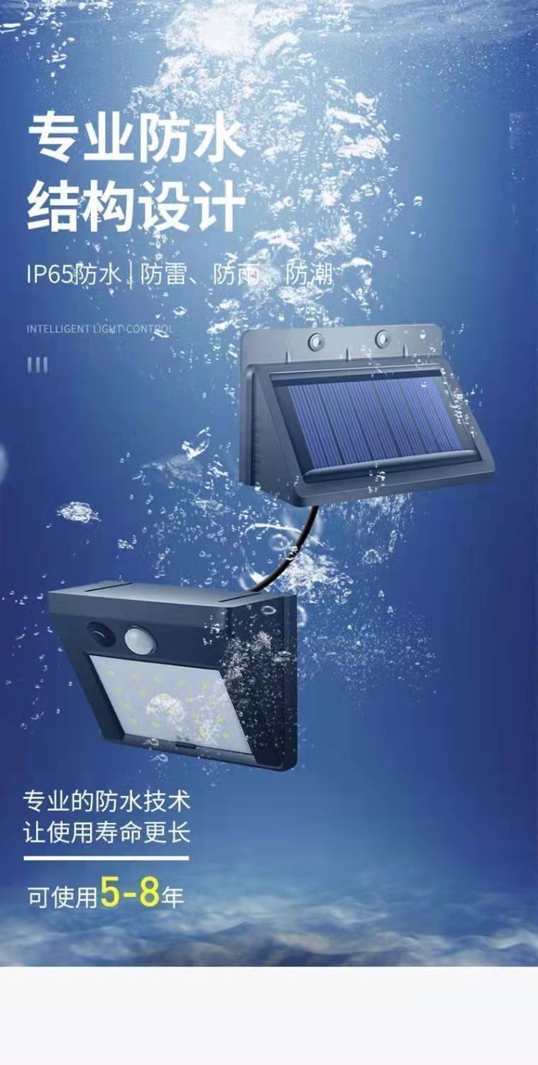 分体式LED太阳能灯防水家用室内电灯人体感应壁灯庭院照明路灯详情2