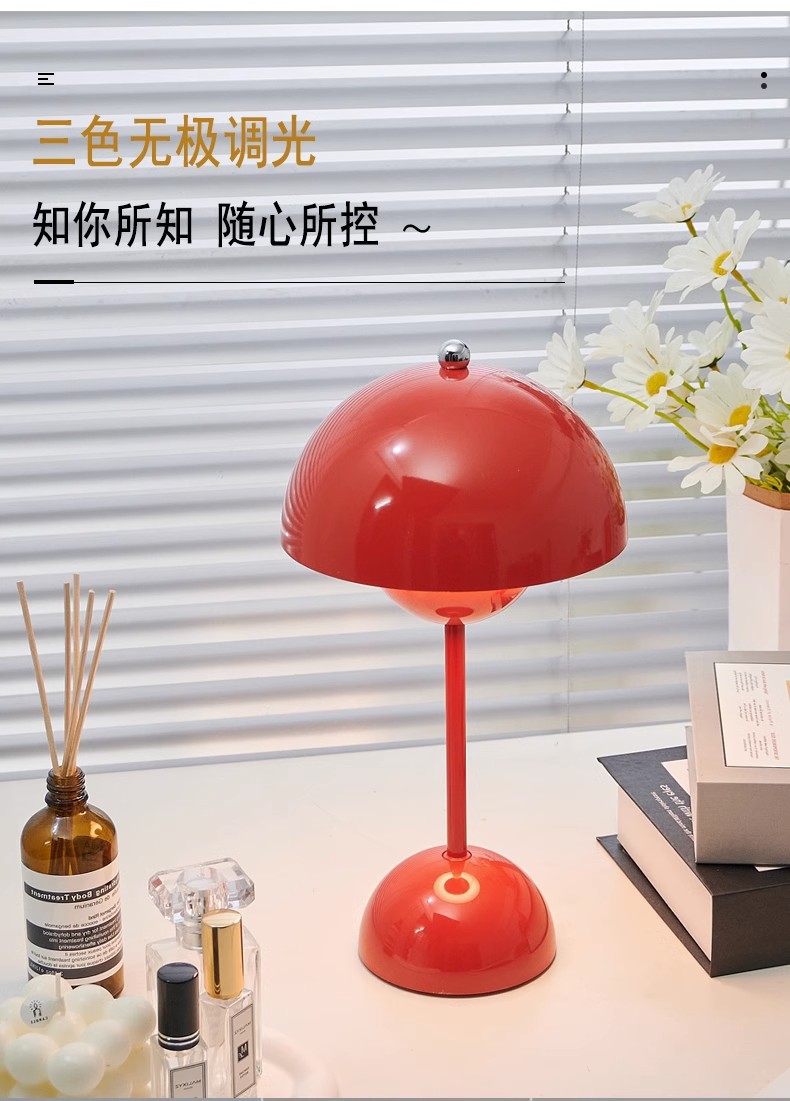 跨境电商北欧花苞灯卧室床头灯结婚装饰台灯书桌氛围小夜灯蘑菇灯详情6