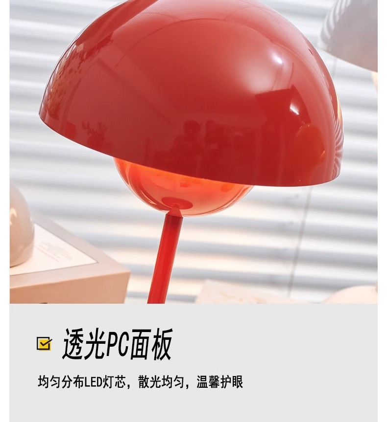 跨境电商北欧花苞灯卧室床头灯结婚装饰台灯书桌氛围小夜灯蘑菇灯详情8
