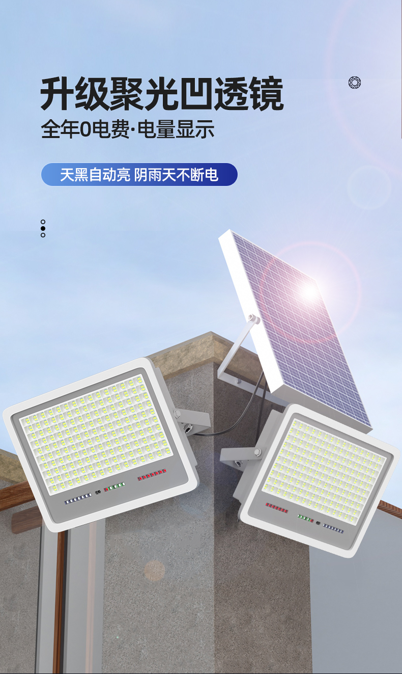 新款太阳能户外灯庭院灯LED照明灯超亮大功率家用室外投光灯路灯详情1