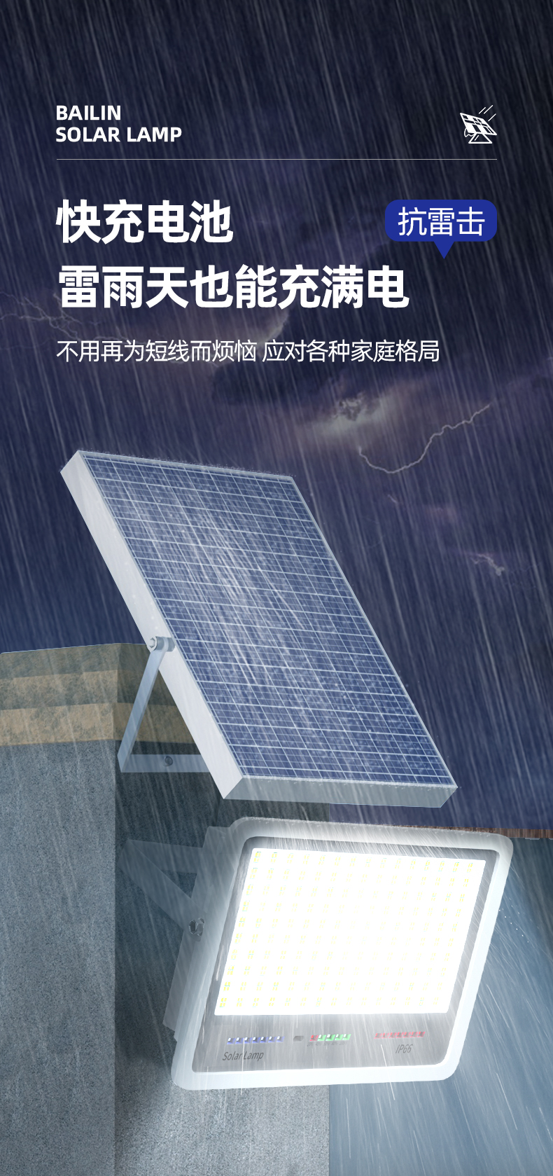 新款太阳能户外灯庭院灯LED照明灯超亮大功率家用室外投光灯路灯详情11