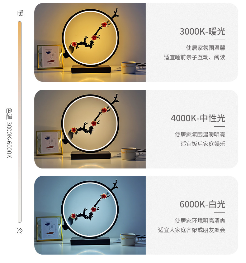 国潮中式简约国风梅花台灯卧室高级感书房床头灯禅意复古风小夜灯茶楼详情11