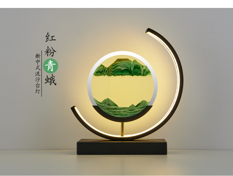 国潮床头灯流沙画台灯新款台灯超亮夜灯卧室灯中国风装饰玻璃沙漏台灯详情7