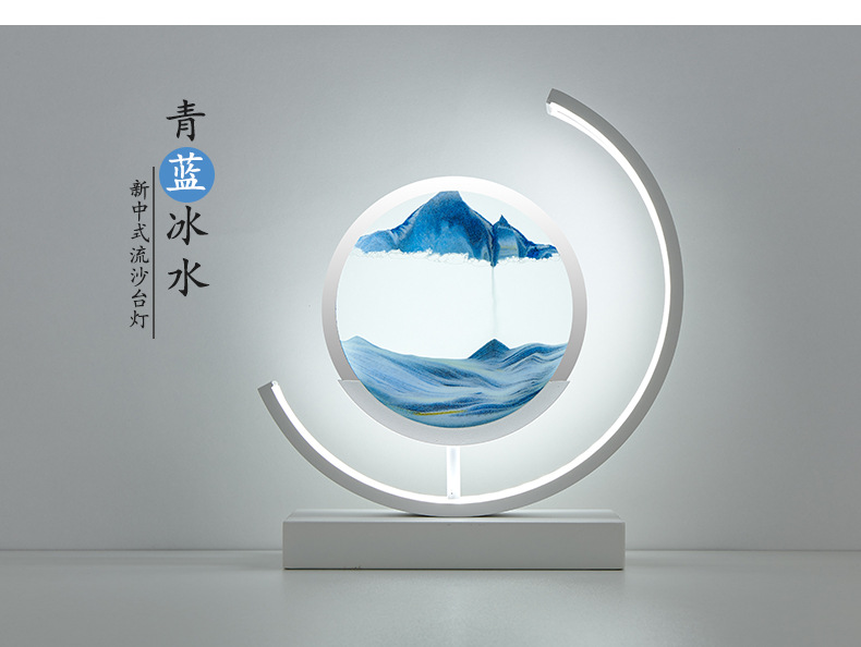 国潮床头灯流沙画台灯新款台灯超亮夜灯卧室灯中国风装饰玻璃沙漏台灯详情16