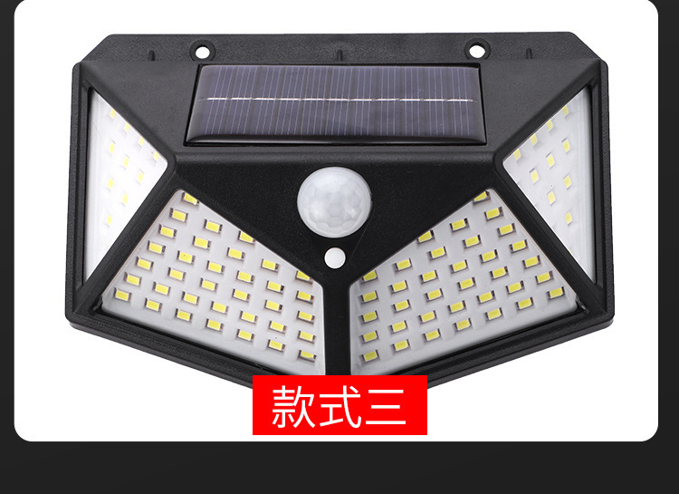 跨境100led太阳能壁灯人体感应光控防水庭院灯户外小路灯太阳能灯详情15