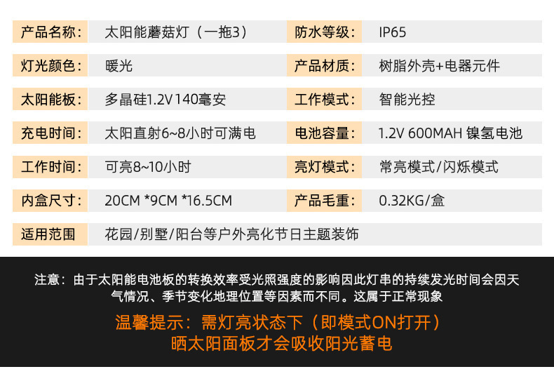 跨境新品太阳能蘑菇灯花园景观草坪蘑菇地插灯户外庭院太阳能灯详情10