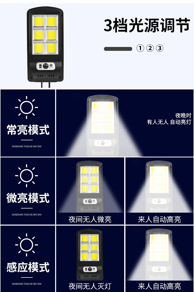 新款人体感应LED太阳能壁灯太阳能庭院灯围墙强光照明路灯  户外防水高亮太阳能小路灯 家用照明太阳能路灯 详情2