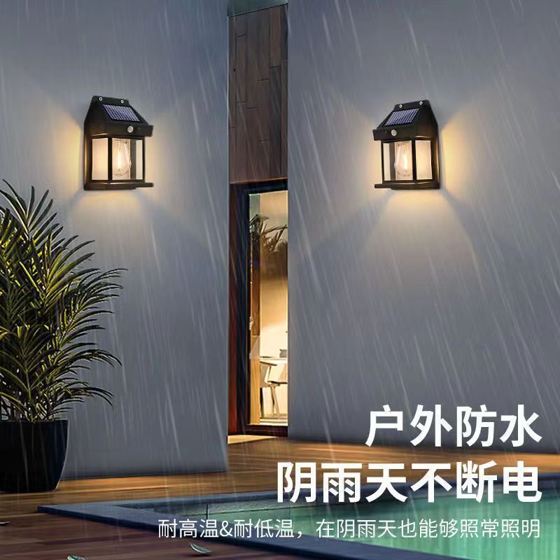热卖户外太阳能壁灯户外防水钨丝灯感应庭院灯花园别墅小夜灯批发详情4