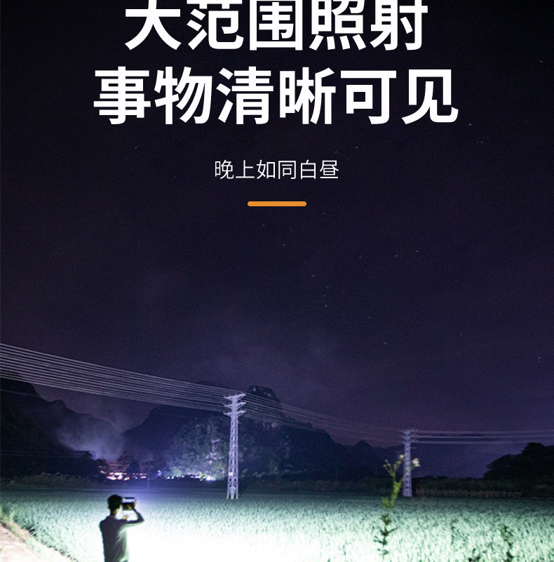 太阳能充电LED警示投光灯手提便携户外露营工作灯夜市摆摊照明灯详情7