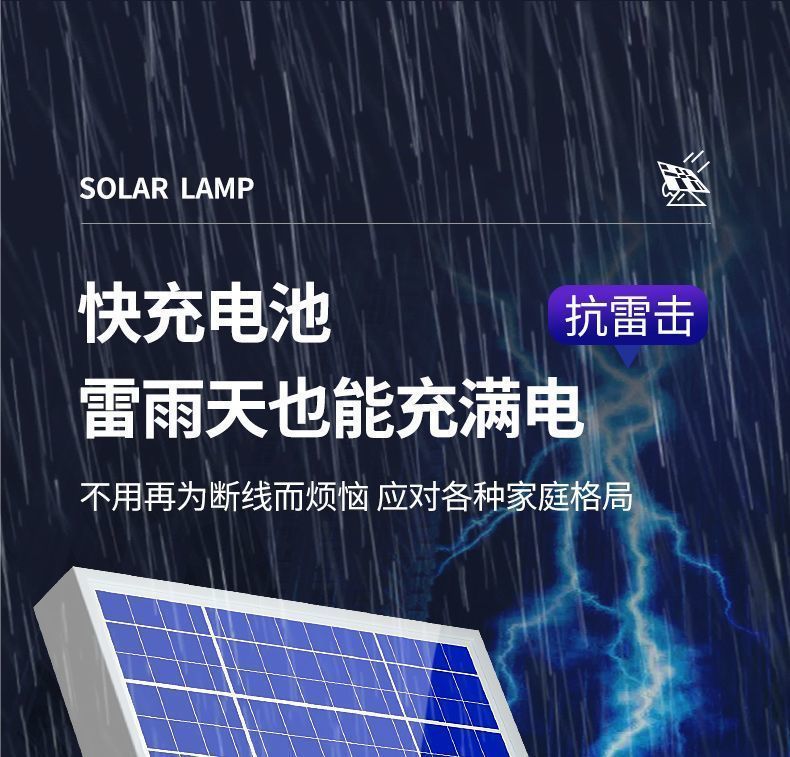 太阳能灯户外庭院灯家用投光灯花园太阳能壁灯自动亮农村路灯超亮详情16