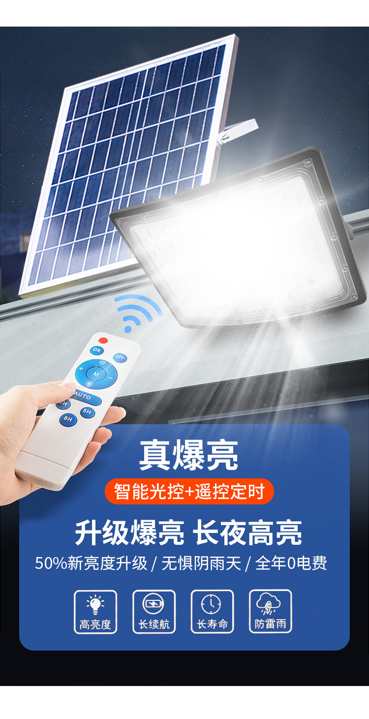 2023新款太阳能灯户外庭院灯爆亮院子照明灯弧面广角投光灯路灯详情16
