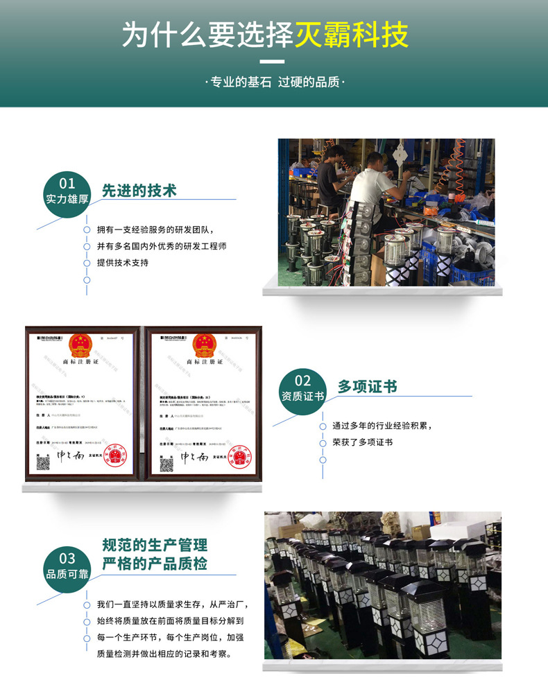 太阳能灭蚊灯 庭院室外防水照明花园家用物理电击驱蚊灯捕蚊神器详情29