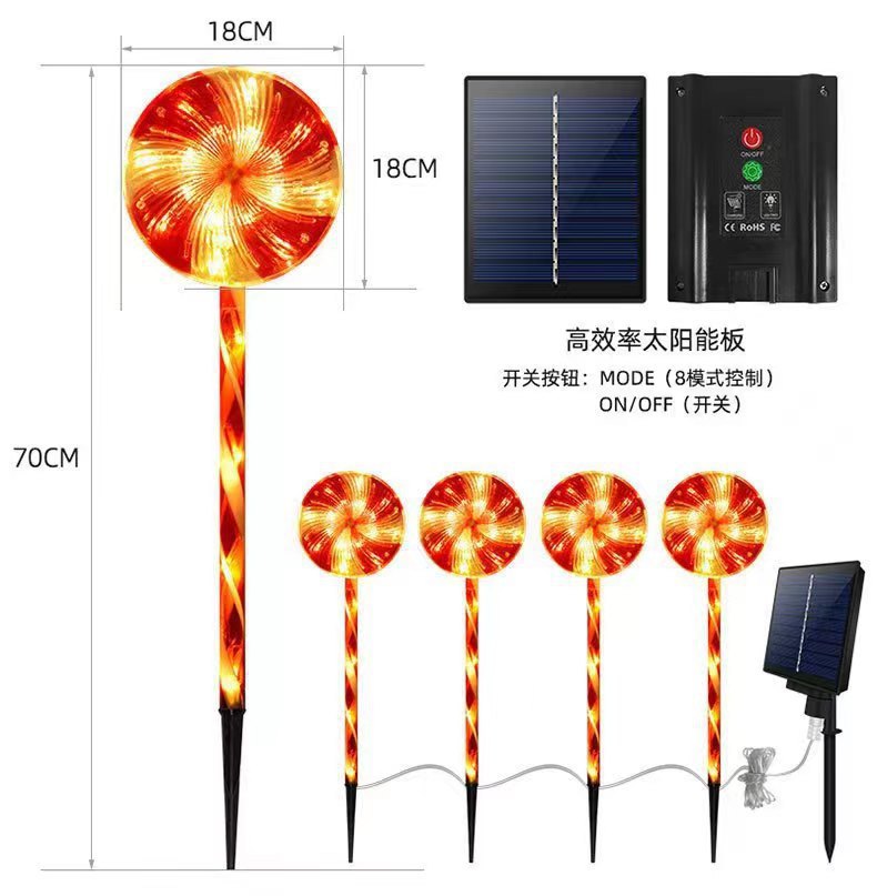 太阳能地插棒棒糖灯户外防水led圣诞节糖果灯花园装饰草坪地插灯详情13