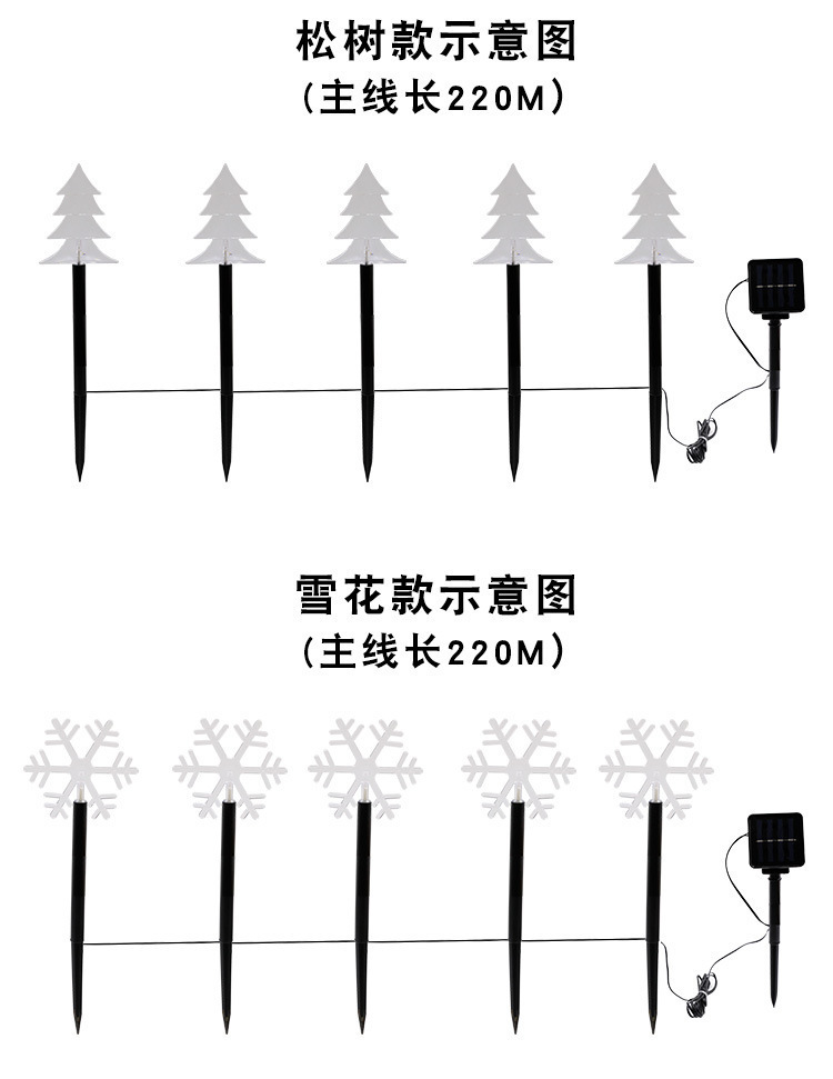 led太阳能地插灯庭院五角星圣诞树雪花装饰地插灯串圣诞装饰彩灯详情12
