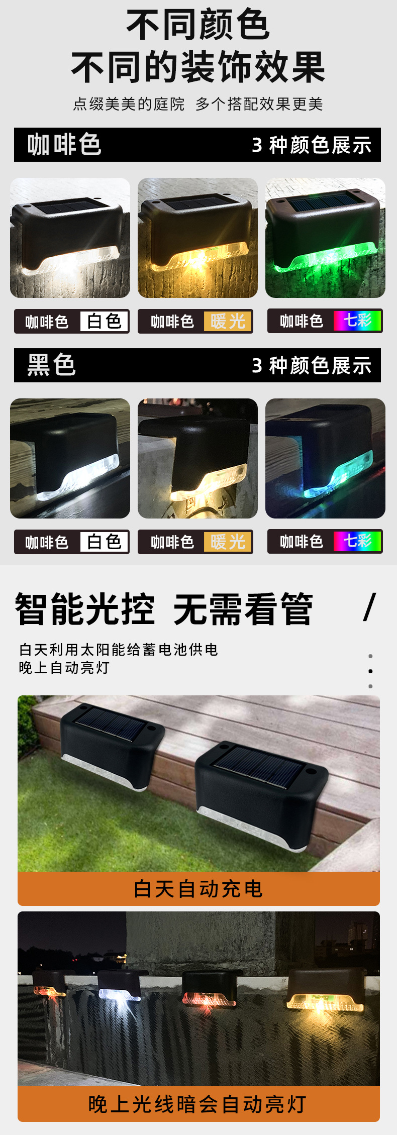 太阳能台阶灯灯太阳能灯壁灯台灯感应灯庭院照明小夜灯防水批发详情14