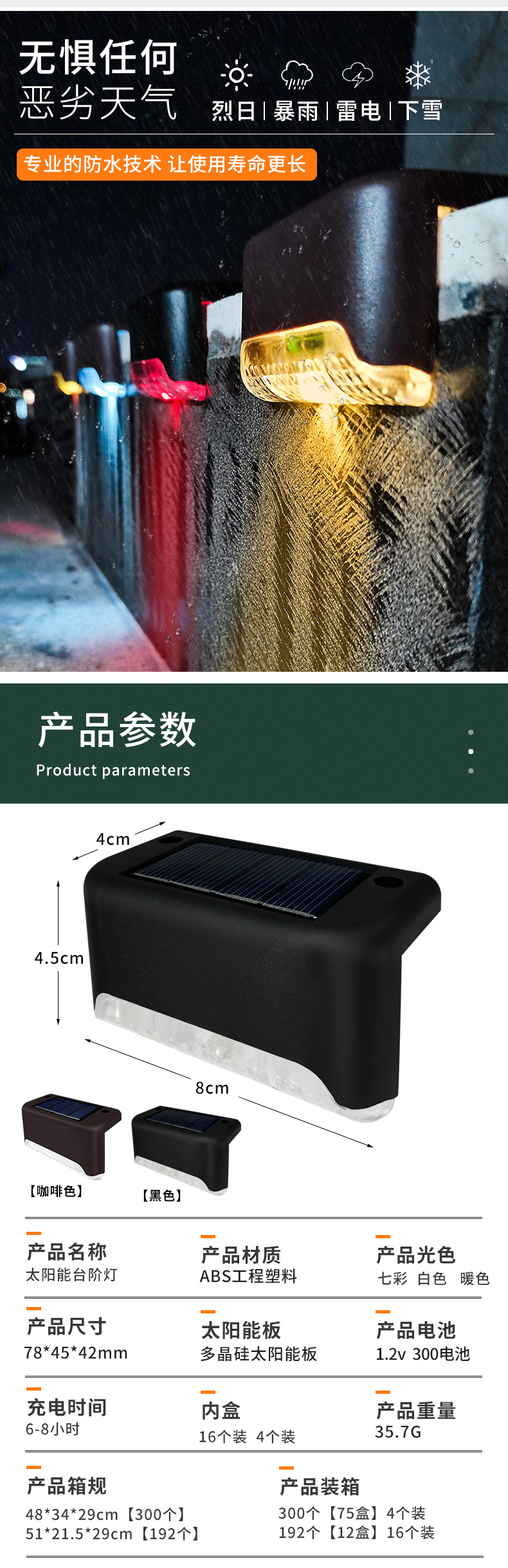 太阳能台阶灯灯太阳能灯壁灯台灯感应灯庭院照明小夜灯防水批发详情15