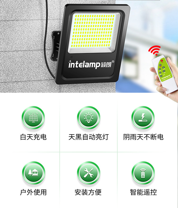太阳能投光灯led庭院户外露营营地防水新农村超亮照明泛光灯详情3
