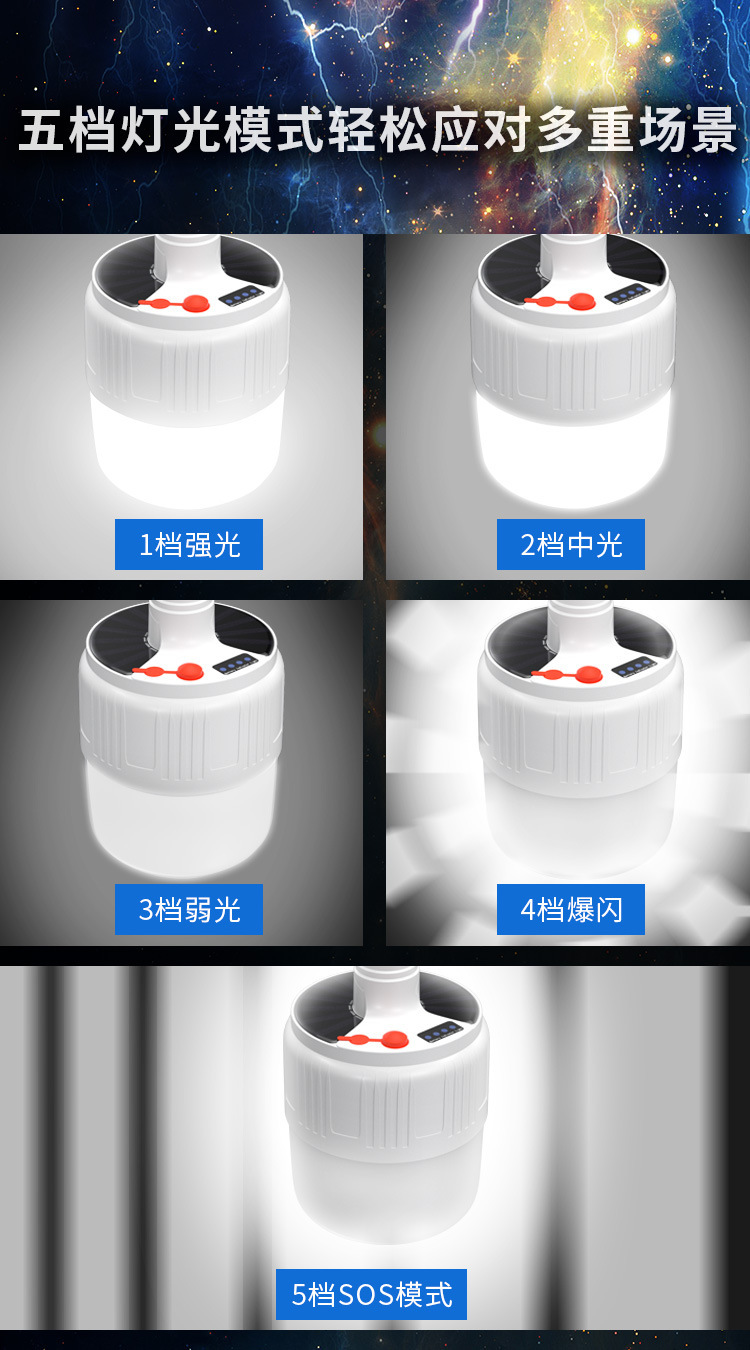 义乌闪电鹰跨境太阳能led可充电灯泡节能停电应急照明灯地摊夜市详情23