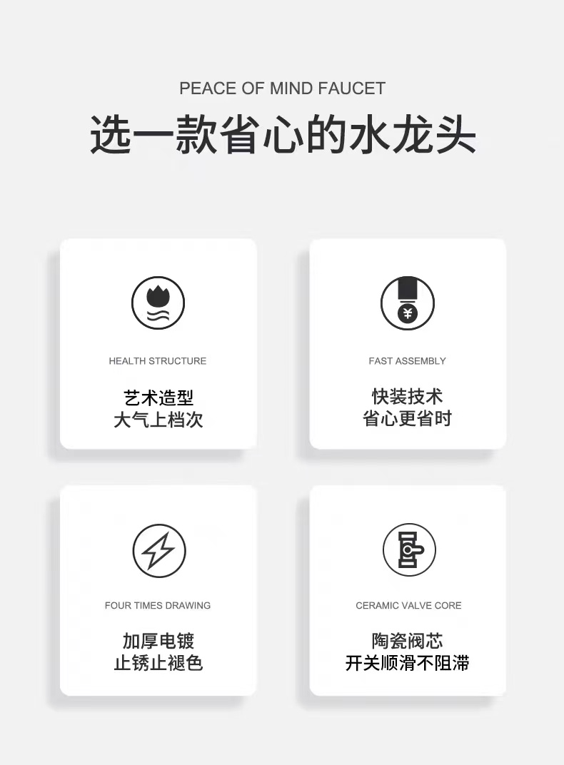全铜面盆龙头 洗脸盆池套装 美观耐用 高质量厨卫必备 升级家居装饰详情6