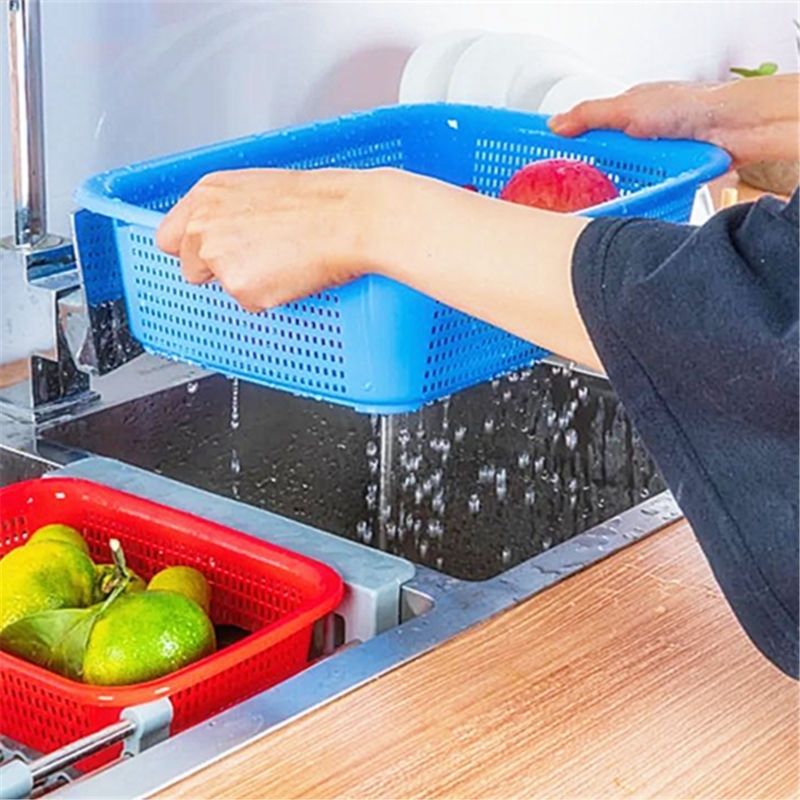包邮加厚厨房镂空沥水篮家用洗菜水果方筛分拣配货多用方形收纳筐详情1
