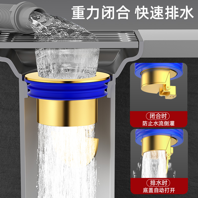 黄铜防臭地漏芯下水道防反味铜内芯厕所防虫下水管通用重力自封芯详情3