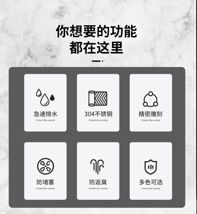 丽雅304不锈钢地漏卫生间防臭洗衣机两用下水道淋浴房厨卫地漏详情6