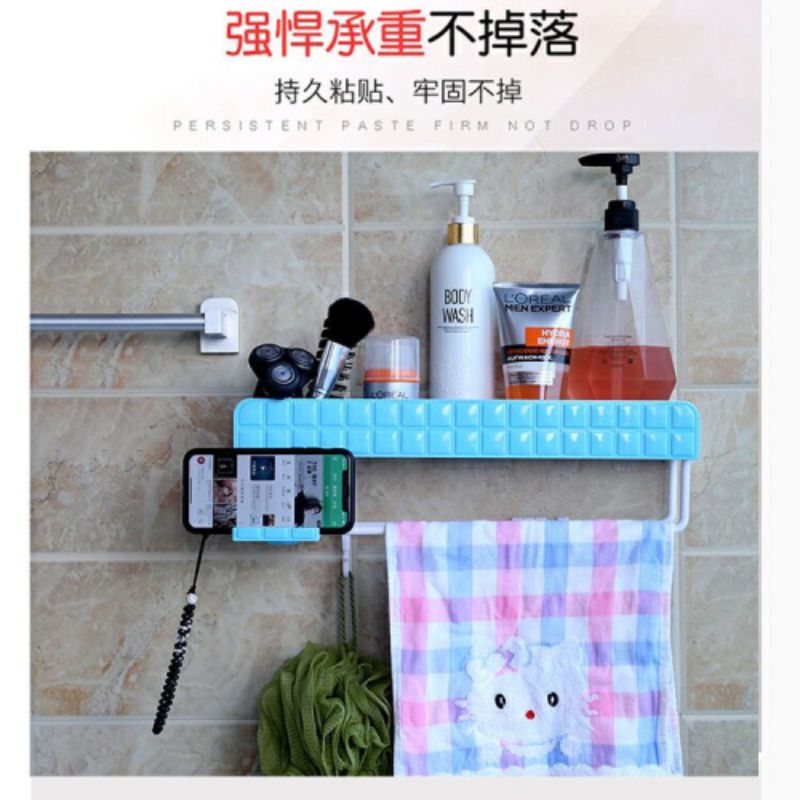 架吸壁式厕所壁挂收纳架卫生间墙上浴室塑料置物架粘贴式墙角置物详情2