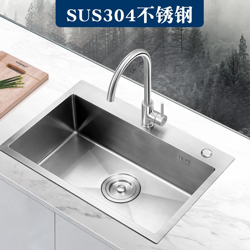 批发304不锈钢水槽 加厚手工厨房水槽大单槽家用洗碗池台下洗菜盆详情2