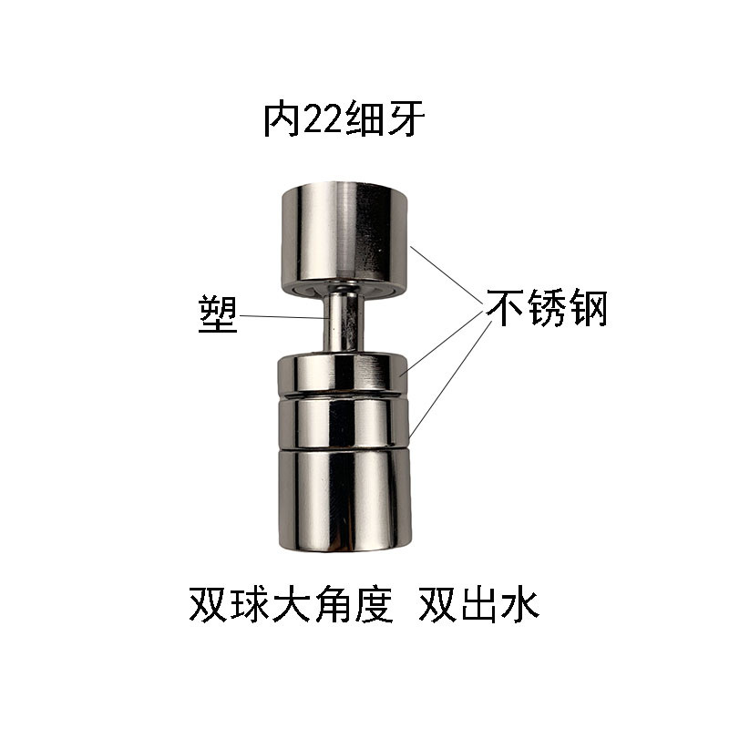 厨房水龙头起泡器可调双出水洗菜池脸面盆龙头万向旋转防溅出水嘴详情4