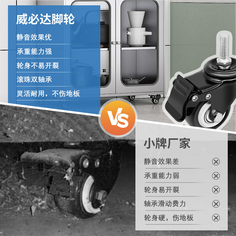 跨境套盒4个2寸丝杆金钻脚轮万向轮家具轮亚马逊热销黑色万向轮详情3