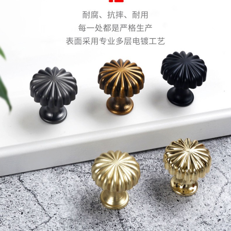 佛山欧式古铜色南瓜拉手衣柜抽屉单孔拉手轻奢橱柜仿古灰色把手厂详情5