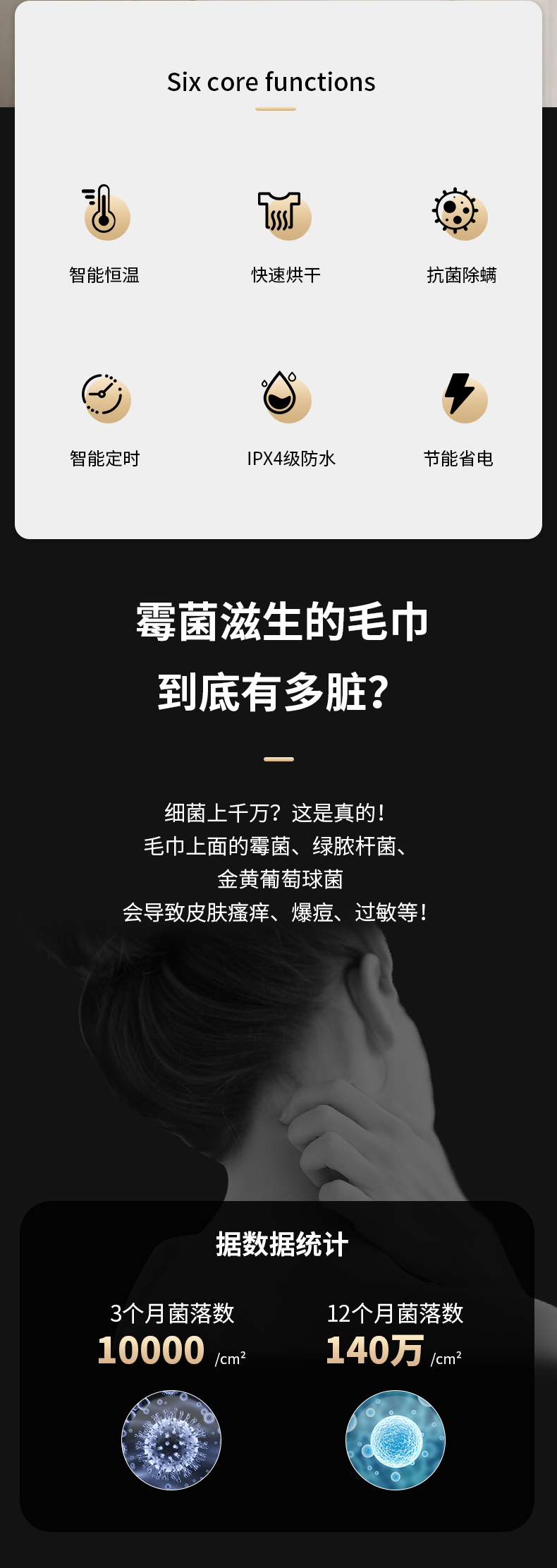 小型智能电热毛巾架置物架烘干除螨家用卫浴酒店工程批发详情2