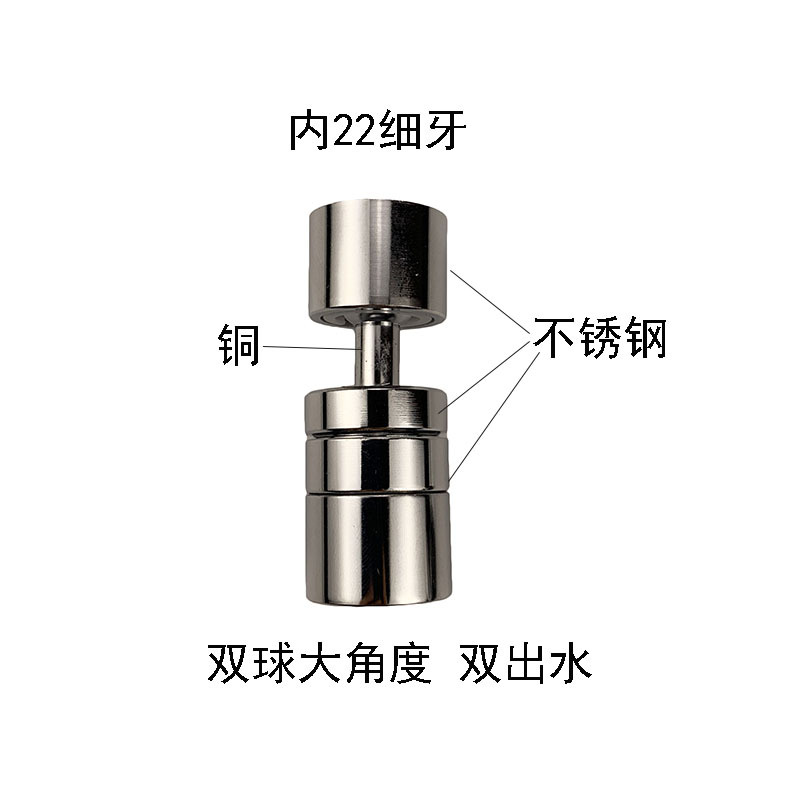 厨房水龙头起泡器可调双出水洗菜池脸面盆龙头万向旋转防溅出水嘴详情5