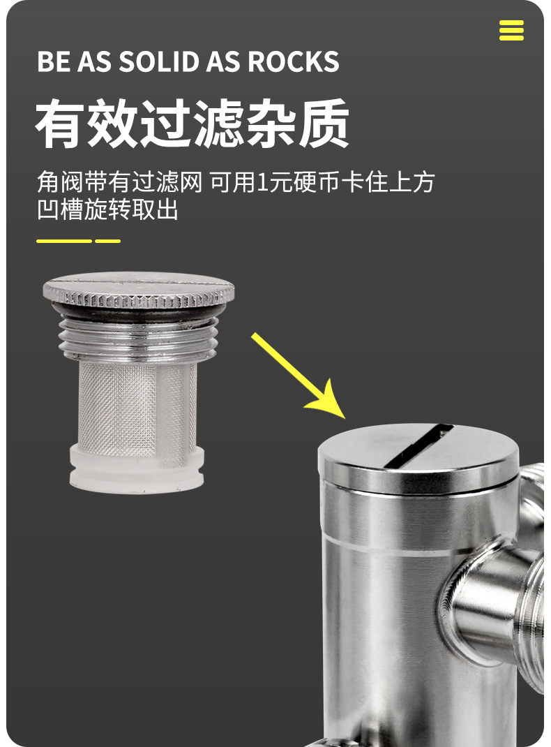 带过滤网智能马桶全铜角阀一分二4分转6分304不锈钢大流量止水阀详情4