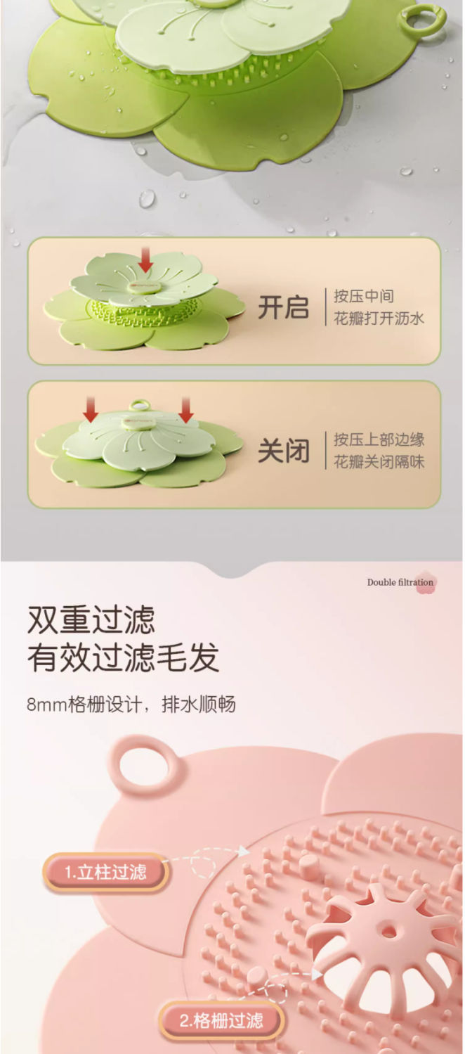 地漏防臭器防虫封口盖硅胶垫下水道堵口反味卫生间厨房水槽防臭器详情3