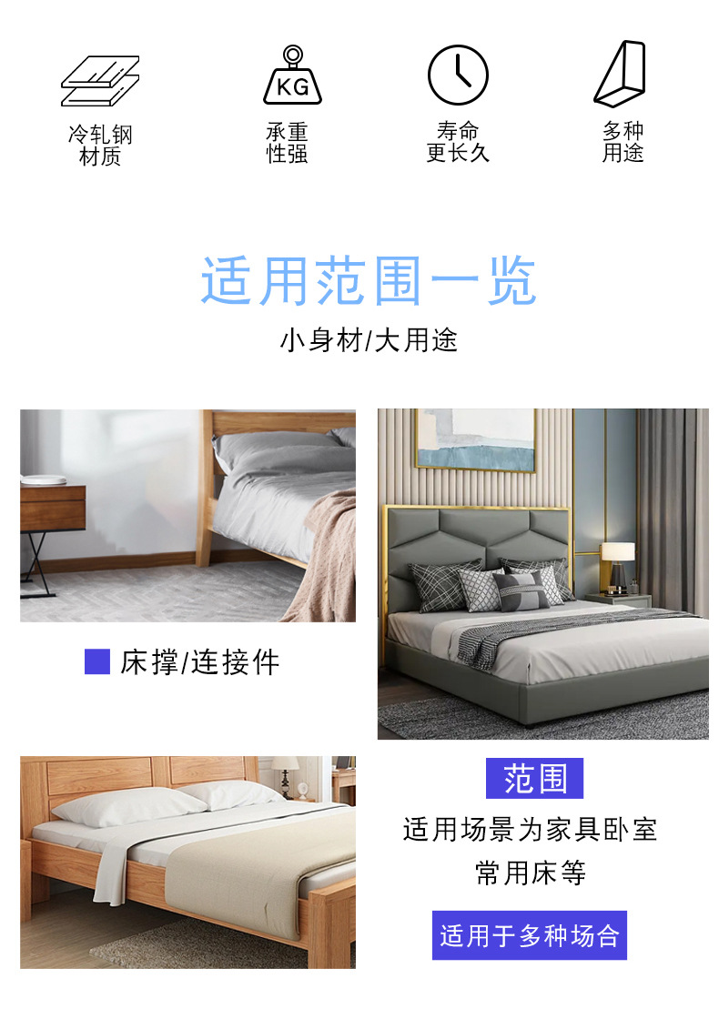 加厚床角码三面固定90度直角角铁左右吊柜角撑床固定神器五金配件详情2
