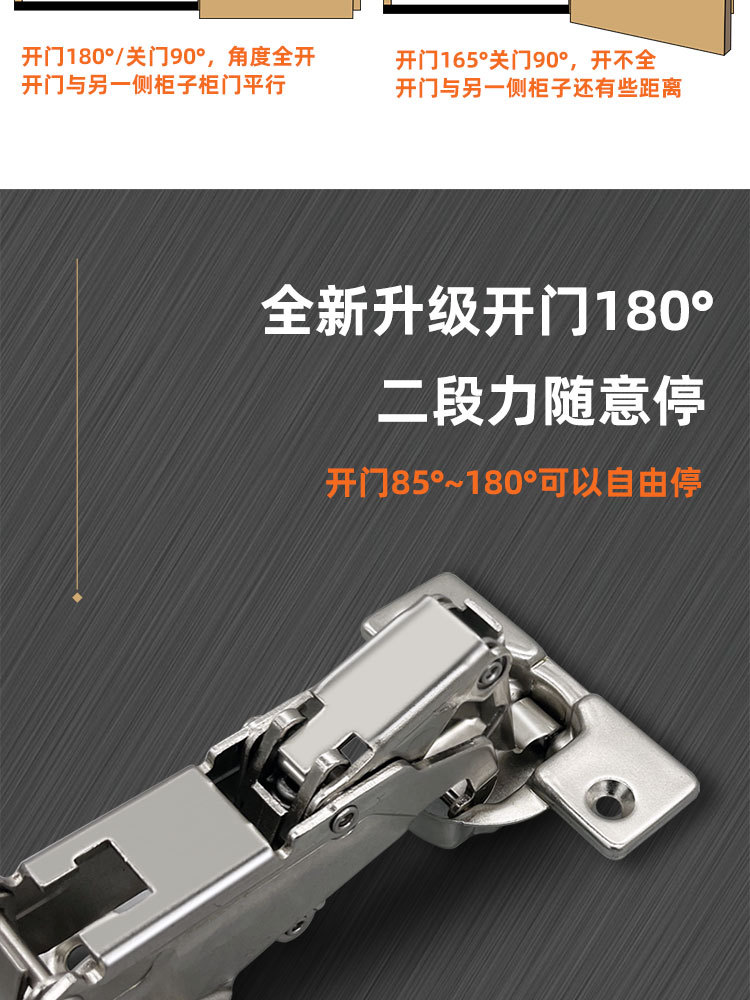 木门180度铰链衣柜门角度全开合页175度大角度缓冲阻尼铰链转角柜详情4