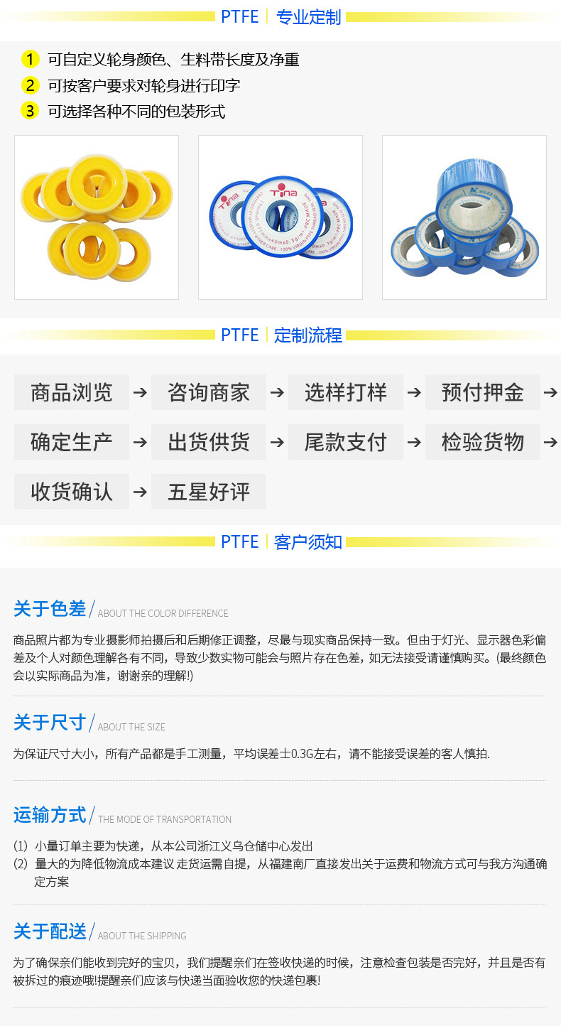 工厂直供15米聚四氟乙烯螺纹密封带 水胶布生料带 管道宽生料带 水暖五金配件专用详情13