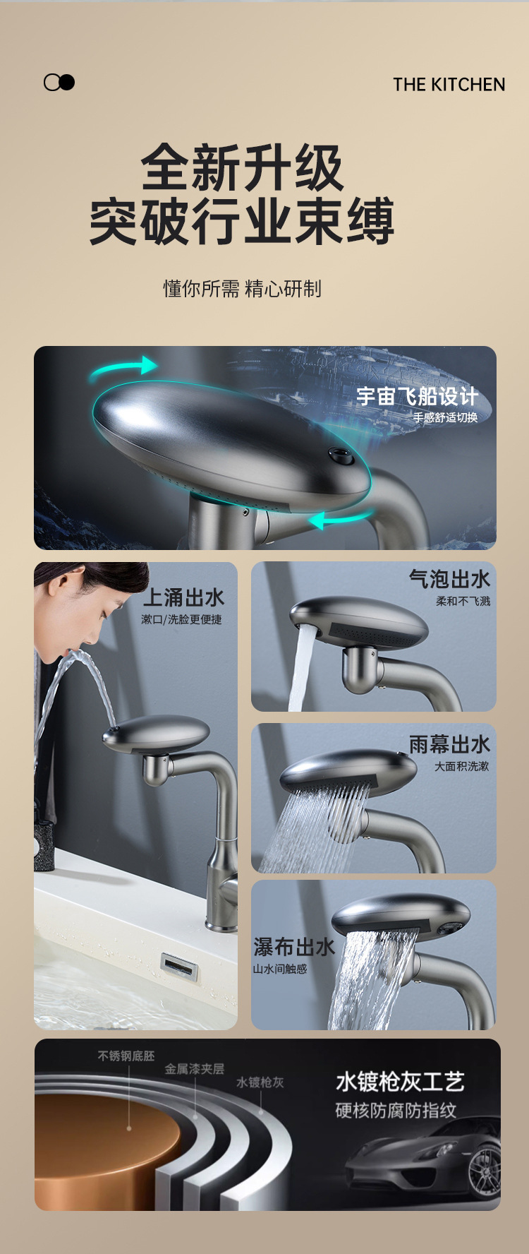 外贸飞船面盆水龙头洗手盆冷热洗脸池浴室卫生间洗漱多功能水龙头详情4