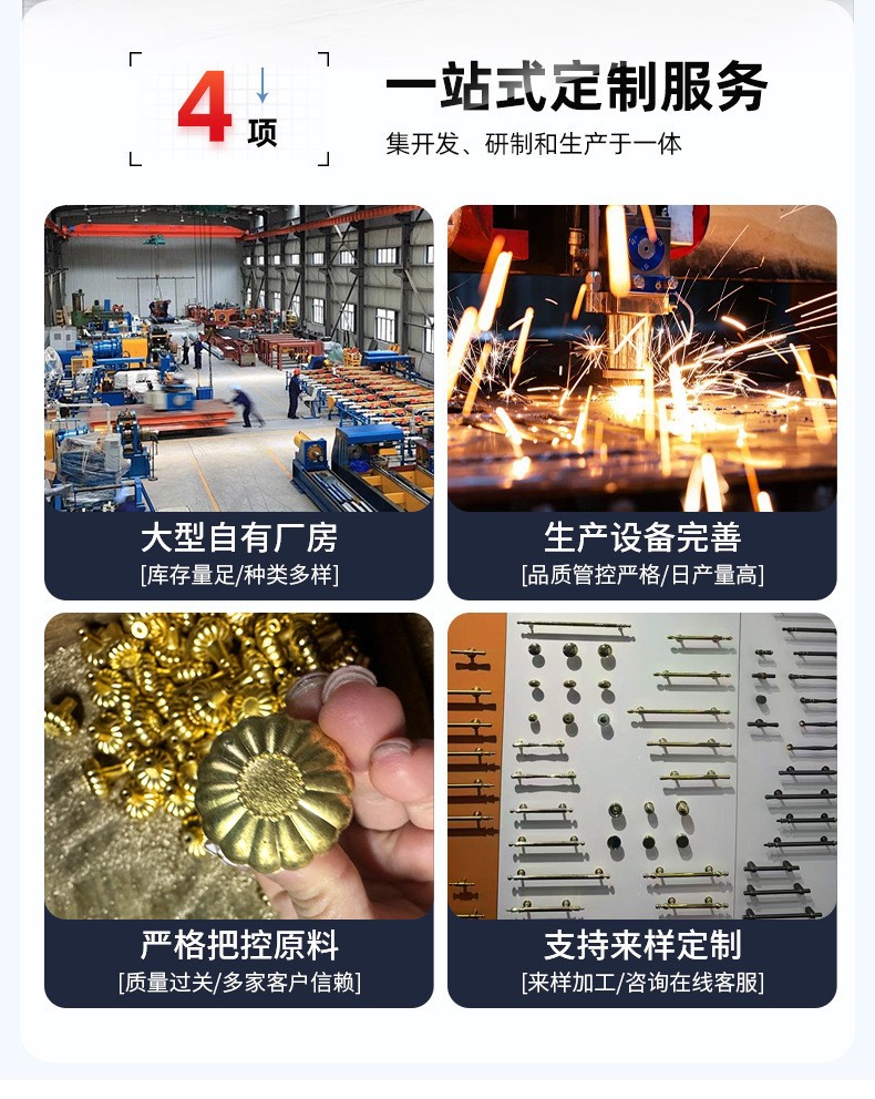 工厂批发 黄铜柜门拉手衣柜门把手抽屉小拉手柜子法式拉手实心详情12