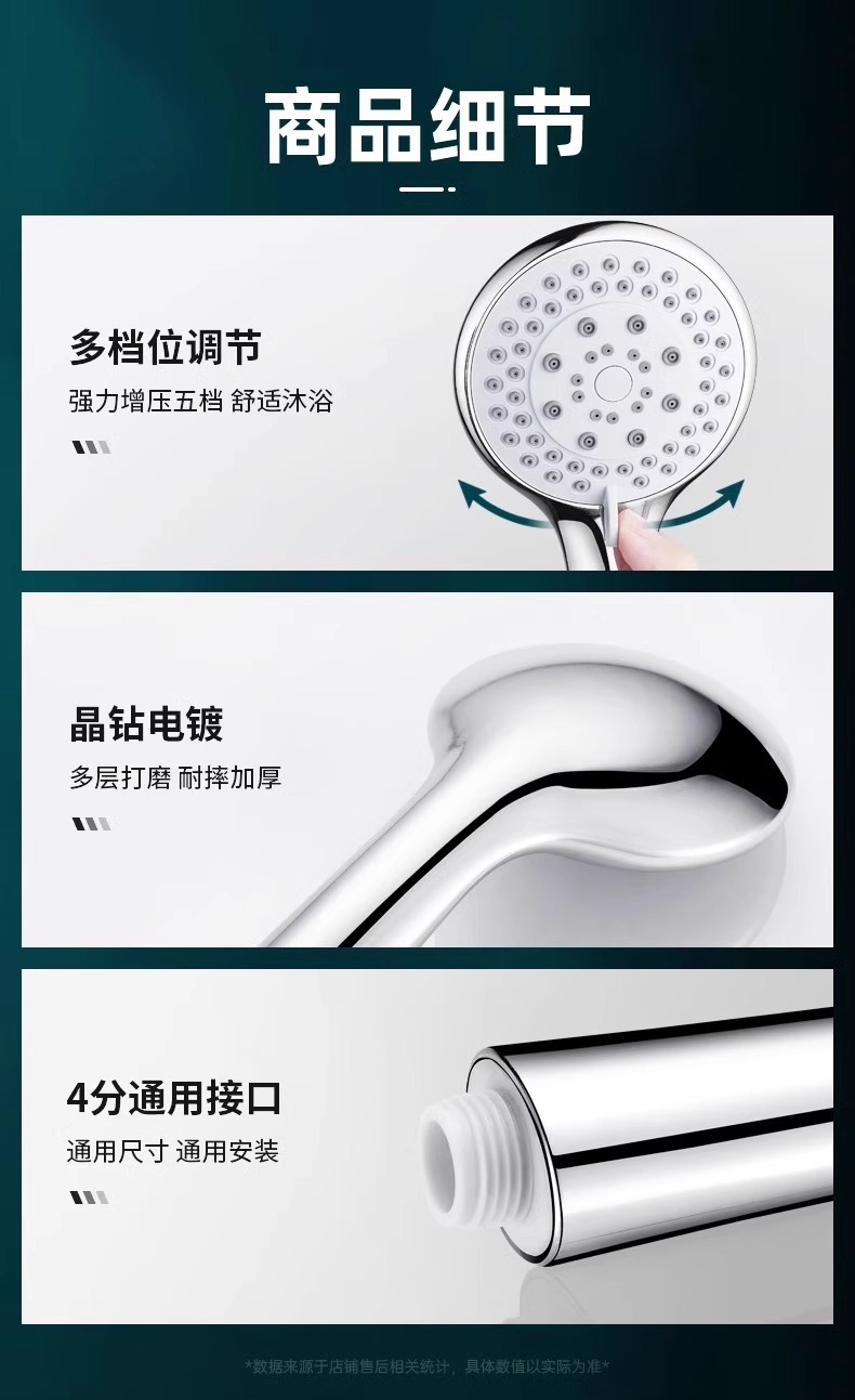 超粗孔老式花洒喷头大出水量家用热水器大孔不增压淋浴莲蓬头套装详情11