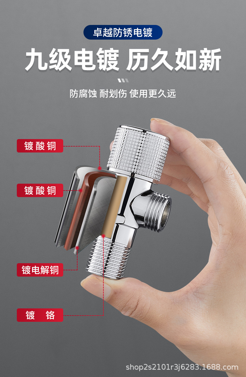 全铜加厚角阀4分水阀开关热水器卫生间马桶水龙头纯铜冷热三角阀详情15