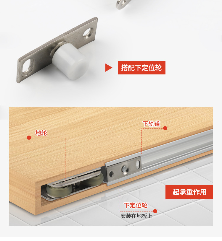 【工程款】隐藏无轨幽灵门滑轨五金配件隐形门推拉移门缓冲导轨道详情13