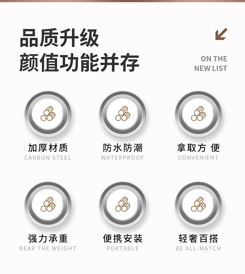 加厚刀架免打孔厨房置物架厨房用品多功能壁挂式筷子筒菜刀具收纳详情2