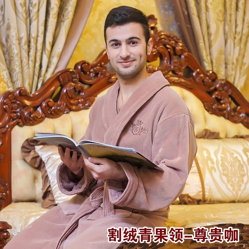 耐思酒店用品 五星级酒店宾馆浴袍 全棉割绒青果领详情图1